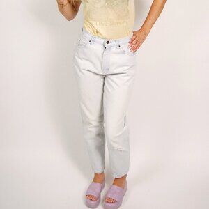 Y2K Tapered Leg Jeans (26) blue denim vintage light wash high waisted